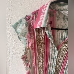 VINTAGE COLORFUL SPRING BUTTON DOWN BLOUSE | SIZE SMALL​